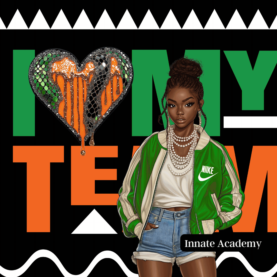 PSD-281: I Love my HBCU TEAM Homecoming Football Faux Sequin Patch | Photoshop Template 281