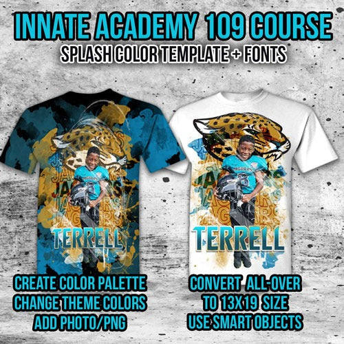 PSD-109 Color Splash Sports All-Over Sublimation Photoshop Template