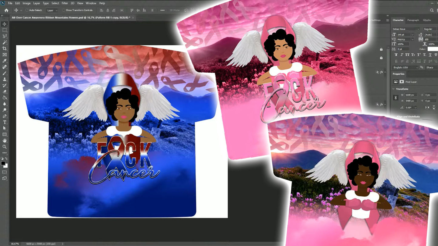 PSD-112 Breast Cancer Awareness Color Change Blend Modes All-Over Sublimation Photoshop Template
