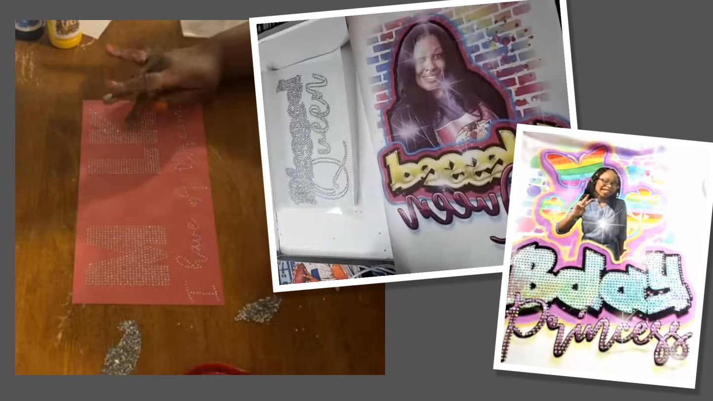 PSD-159 Bling and Sub with E Airbrush Fresh Prince Senior King Queen Crown Bricks Bling Flare All-Over Sublimation Photoshop Template
