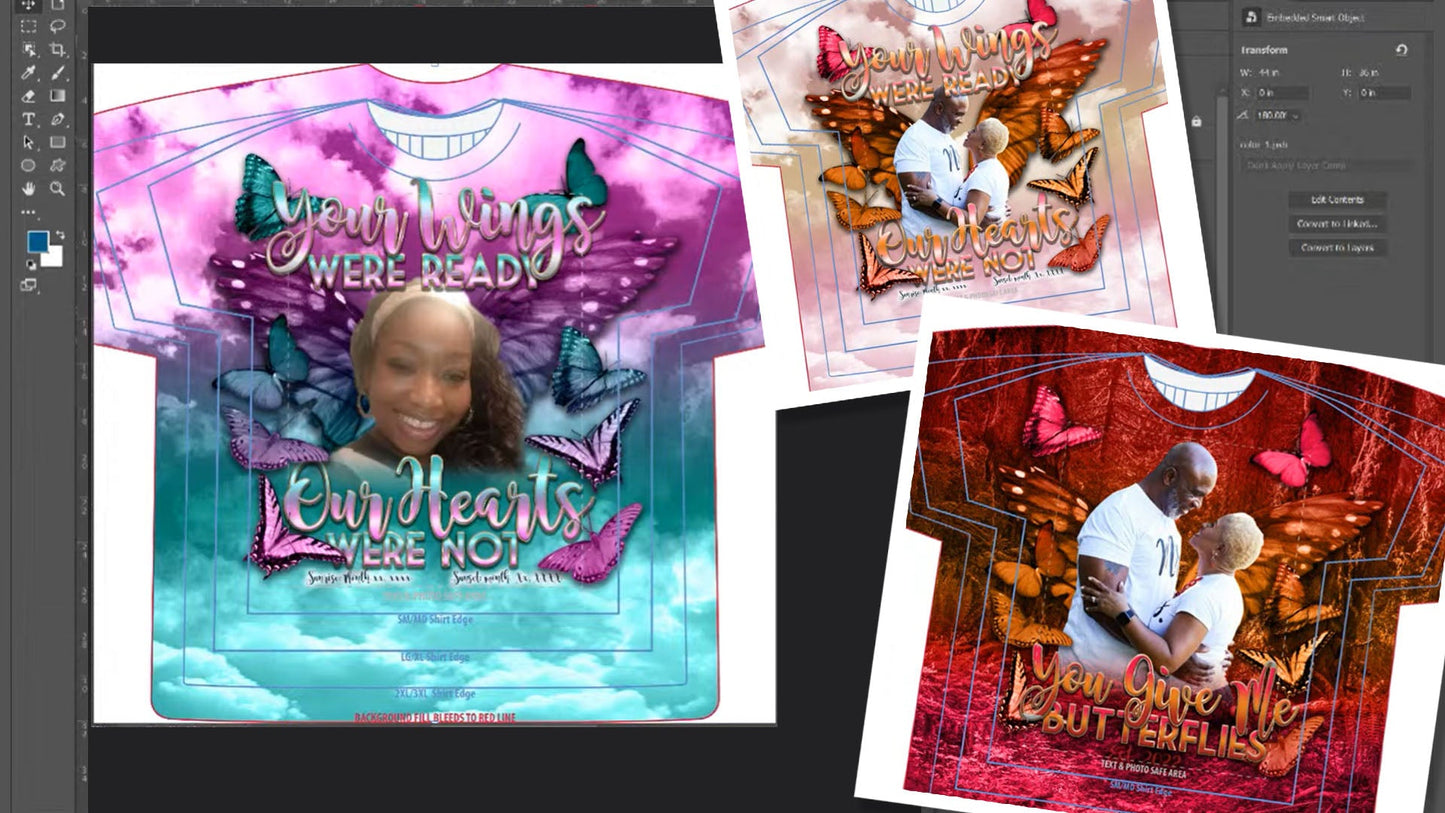 PSD-174 All-Over-butterfly butterflies Remembrance Clouds Sky Memorial All-Over Sublimation Photoshop Template