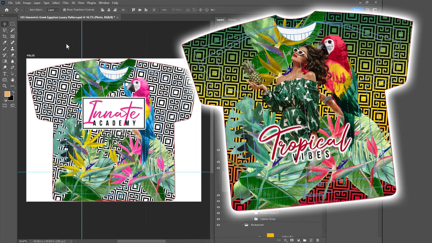 PSD-183 Geometric Greek Egyptian Luxury Pattern All-Over Sublimation Photoshop Template