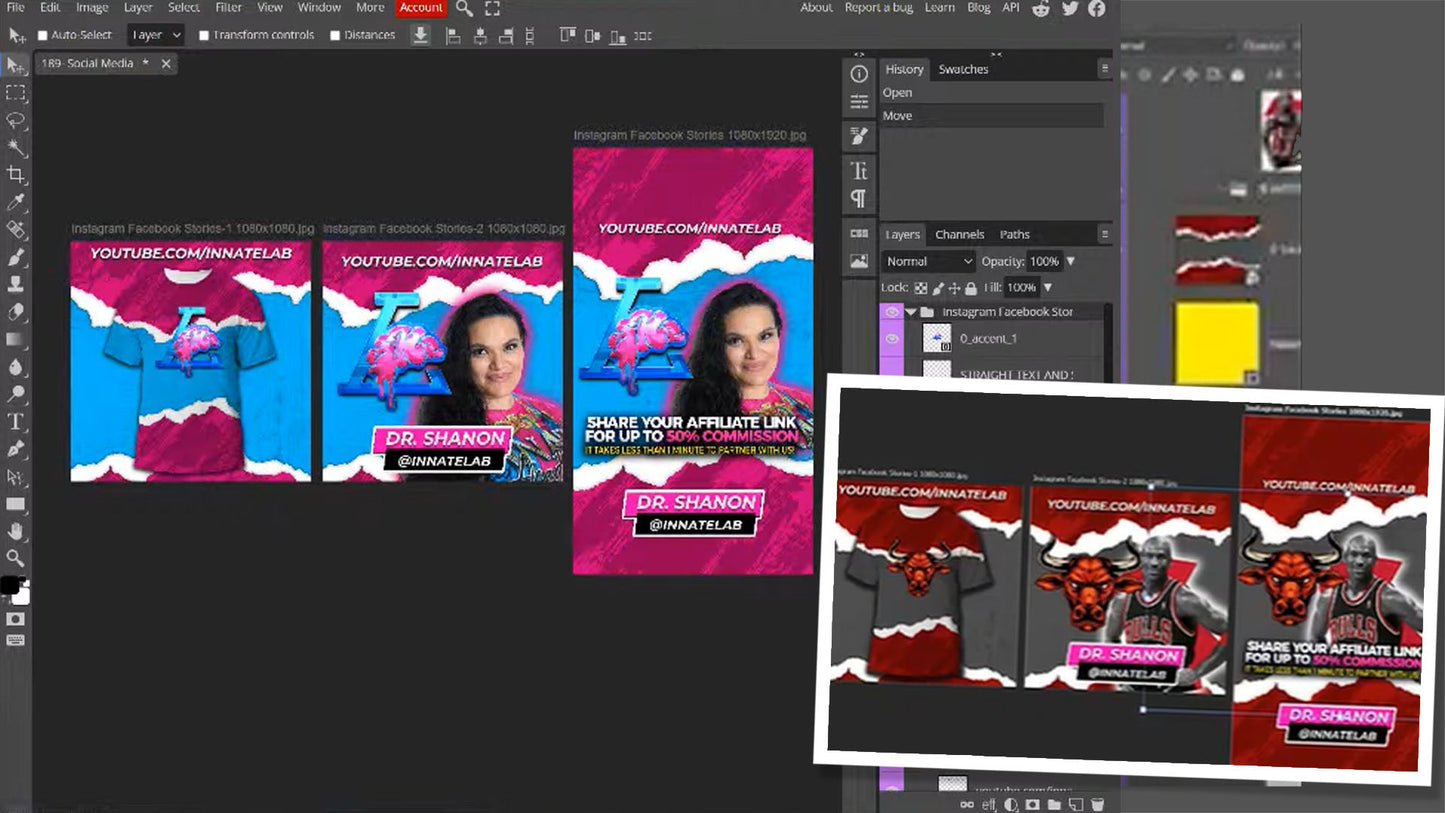 PSD-189 Social Media Instagram Digital Card All-Over Sublimation Photoshop Template
