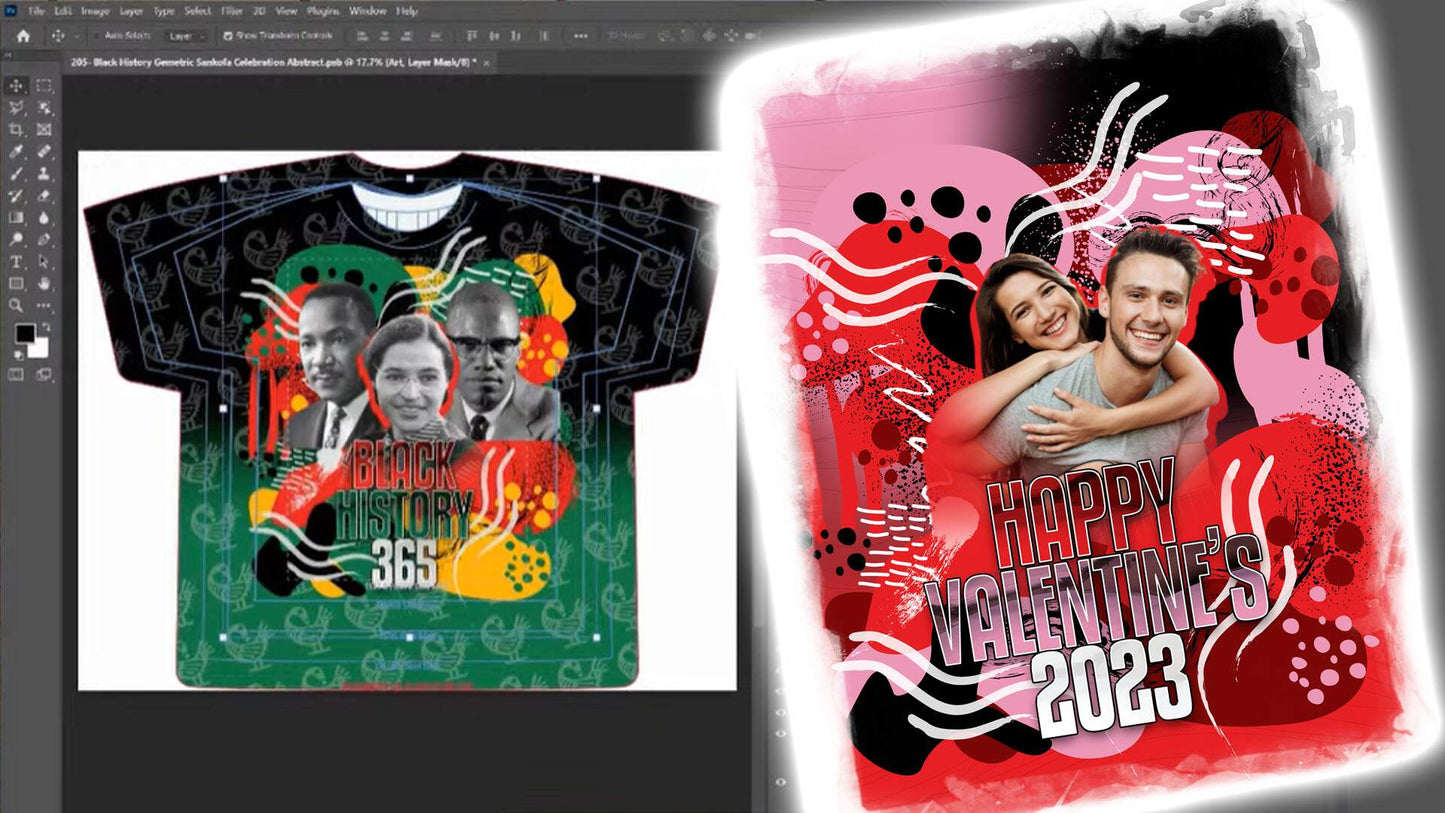 PSD-205 Black History Geometric Sankofa Celebration Abstract All-Over Sublimation Photoshop Template