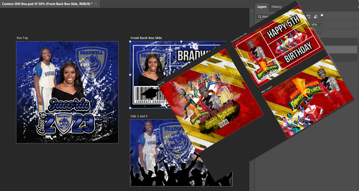 PSD 214 Custom Gift Box Graduation Wedding Birthday Baby Shower All Ov