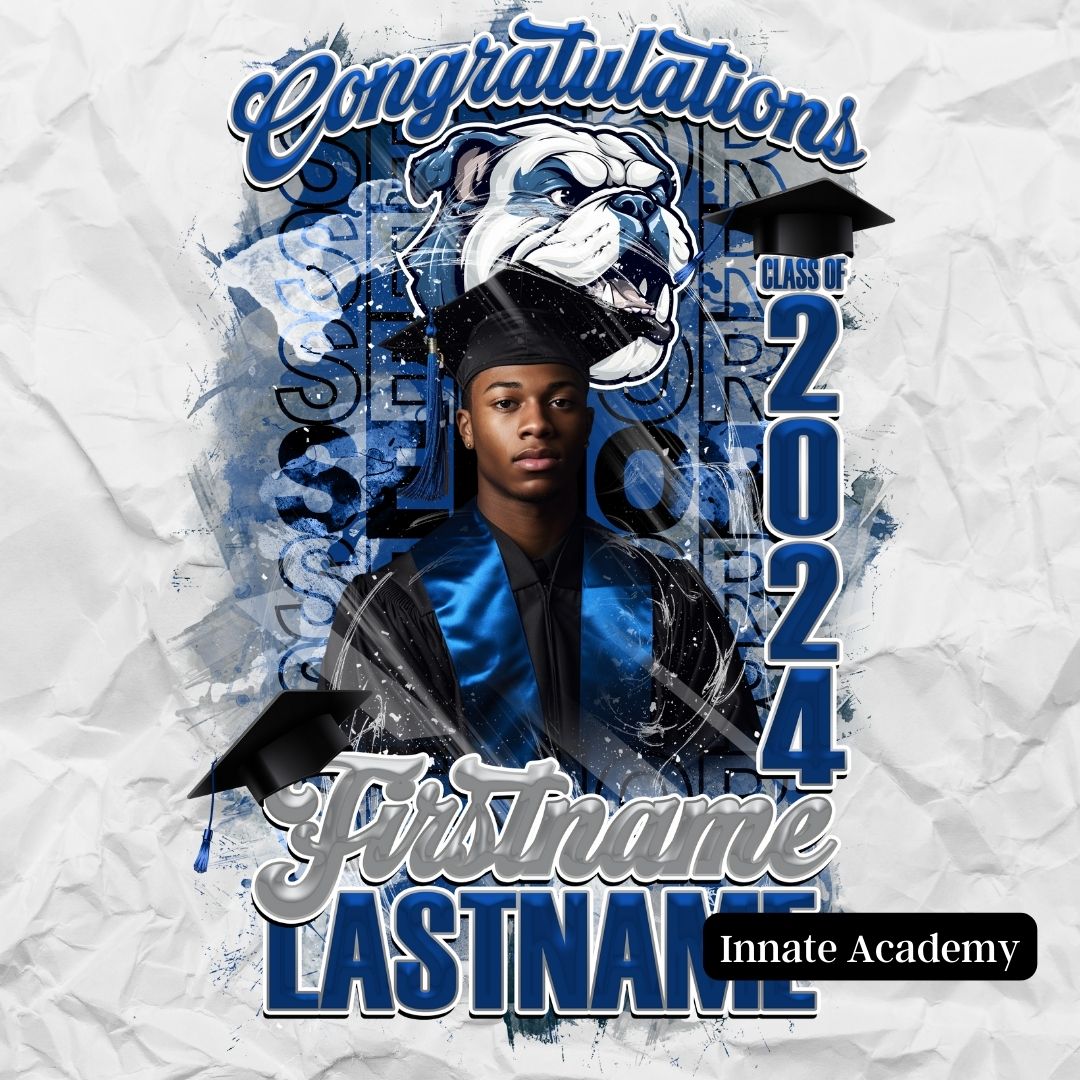 PSD-261:  Congratulations Graduate Class of 2024 Senior Splash Mirror Font School Team | Photoshop Template 261