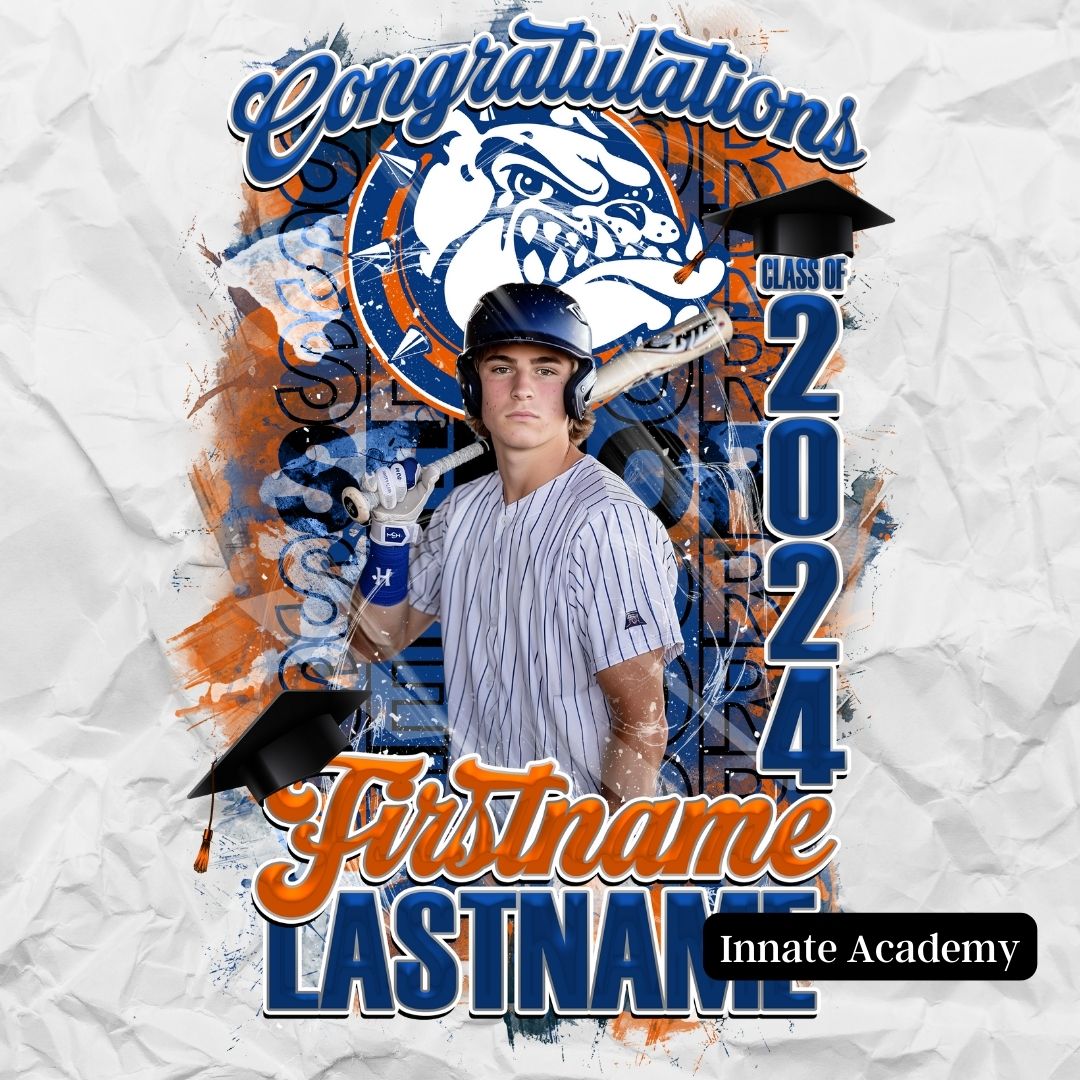 PSD-261:  Congratulations Graduate Class of 2024 Senior Splash Mirror Font School Team | Photoshop Template 261