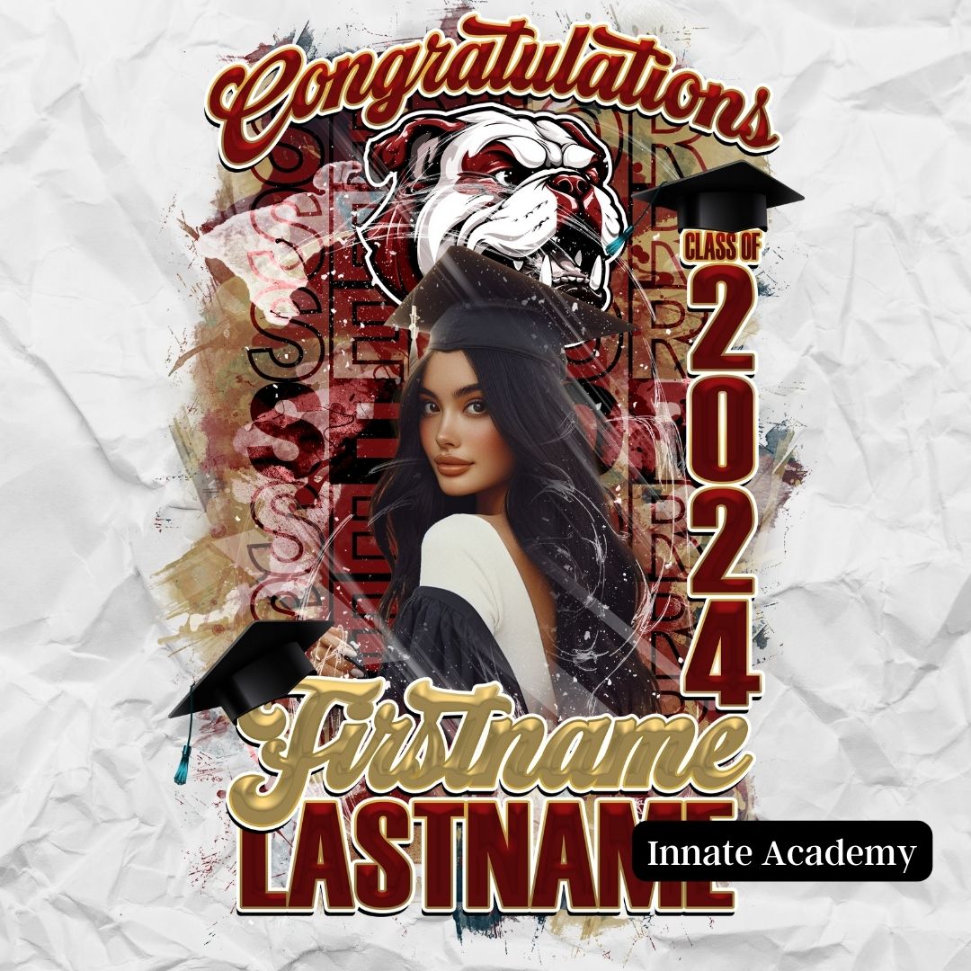 PSD-261:  Congratulations Graduate Class of 2024 Senior Splash Mirror Font School Team | Photoshop Template 261