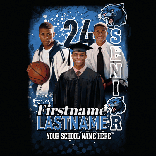 PSD-265: Halftones Graduation Sports Birthday Tee and Matching Stole | Photoshop Template 265