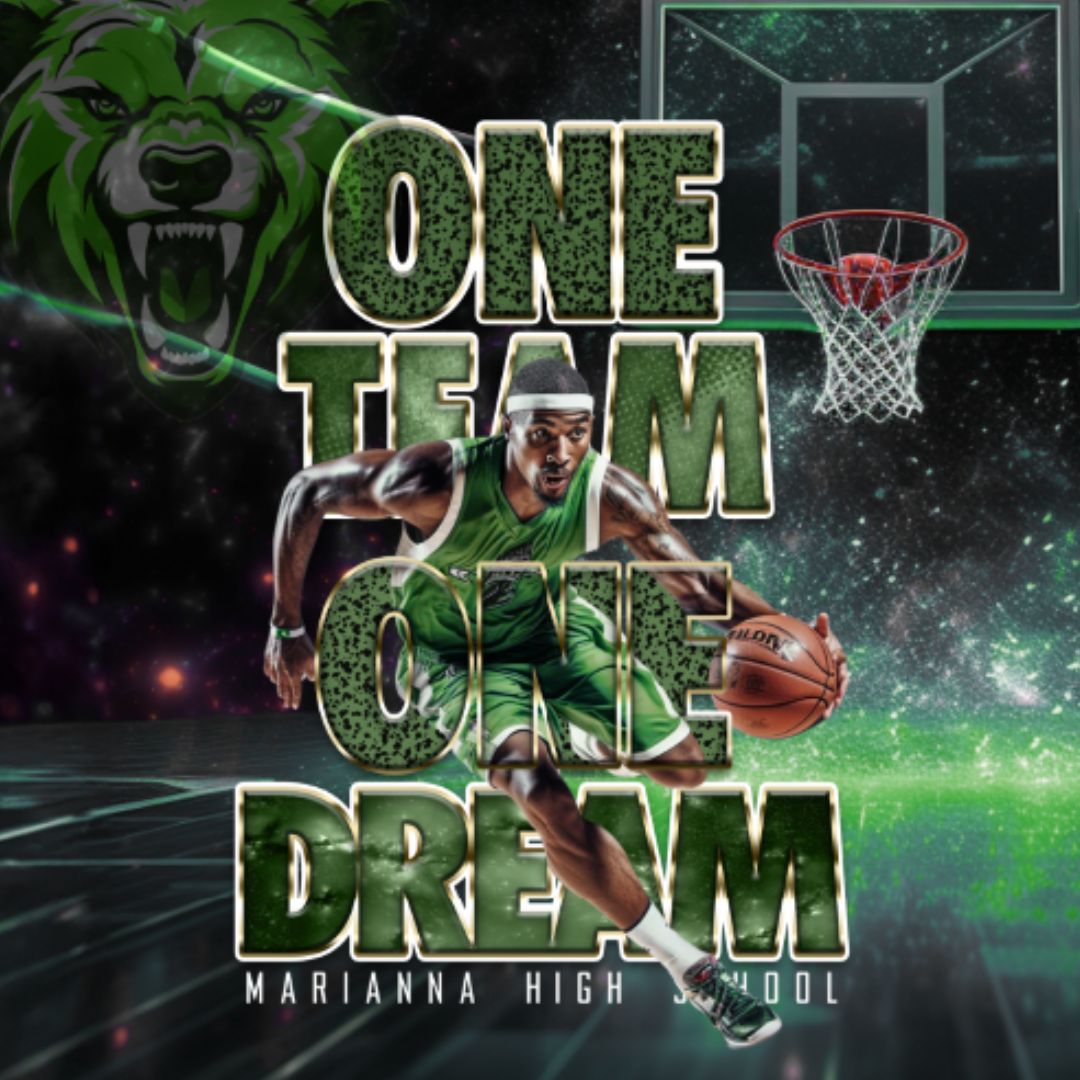 PSD-251 Basketball Mascot One Team One Dream 5-Minute Photoshop Template