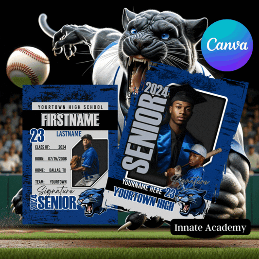 CANV-260: Baseball Football Graduation Trading Cards Template Sports School Team | Canva Template 260