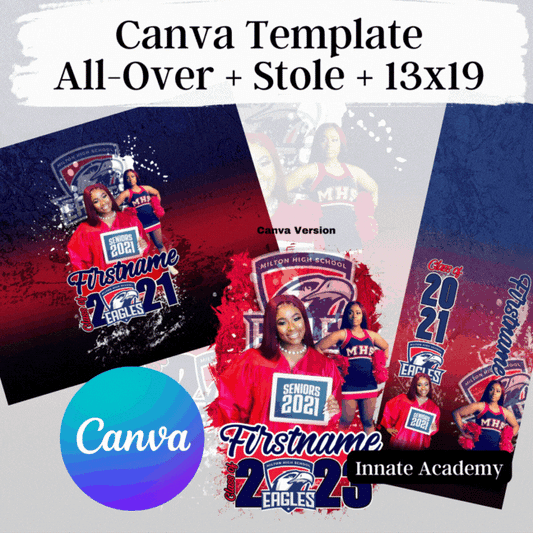 CANV-125: Graduation Stole Shirt Matching Grunge Template Sports School Team | Canva Template 125