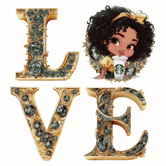 PSD-254: AI Letters Recolor Layer Valentines LOVE Chibi Characters | Photoshop Template 254