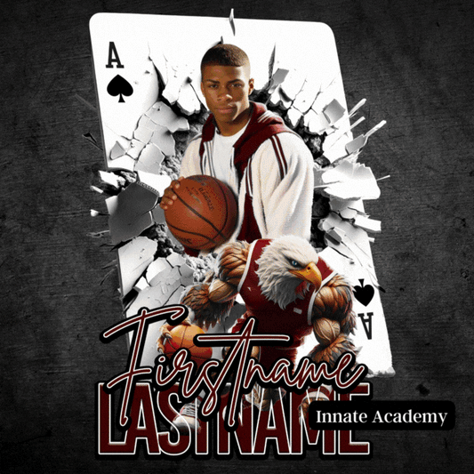 PSD-257:  1/31 8 pm EST Burst Through Playing Card Sports Card Pop Out | Photoshop Template 257