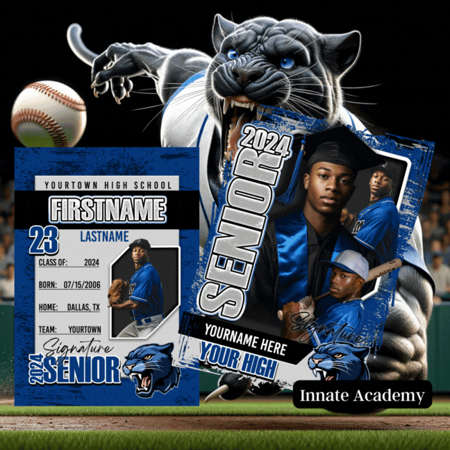 PSD-260:  Baseball Football Graduation Trading Cards Template Sports School Team | Photoshop Template 260