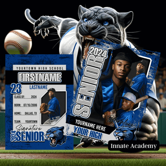 PSD-260:  Baseball Football Graduation Trading Cards Template Sports School Team | Photoshop Template 260
