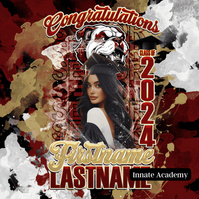 PSD-261:  Congratulations Graduate Class of 2024 Senior Splash Mirror Font School Team | Photoshop Template 261