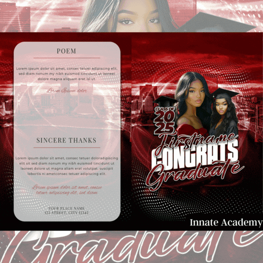 PSD-311 05/07 8PM EST:  8.5x11 Print-Ready Bifold Card - Memorial Birthday Events Program | Photoshop Template 311