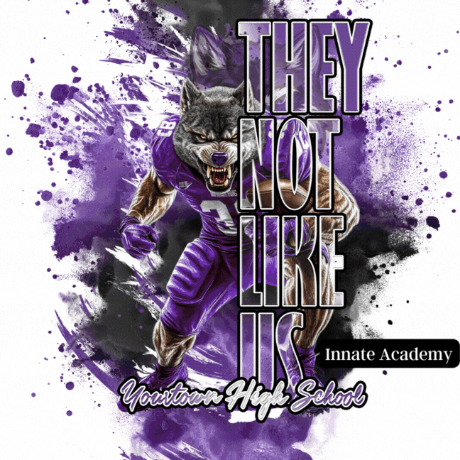 PSD-283: Viral They Not Like Us Football Half Photo Mascot Text | Photoshop Template 283