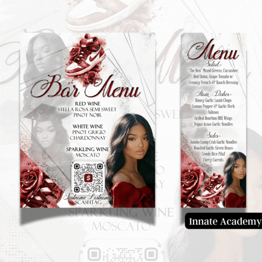 PSD-310 04/23 8PM EST: Wedding Menu Dinner Formal Plate Bar Menu | Photoshop Template 310