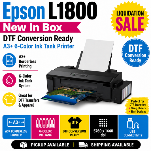 Epson L1800 New in Box – DTF Conversion Ready A3+ 6-Color Ink Tank Printer