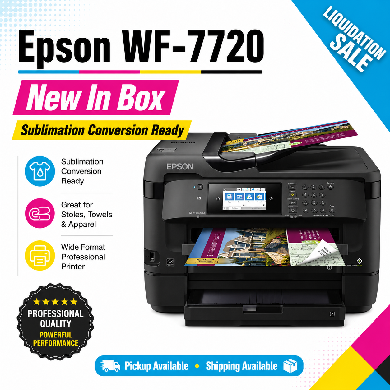 Epson WorkForce WF-7720 Wide-Format Printer – New in Box – Sublimation Conversion Ready
