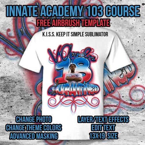 PSD-103 KISS Airbrush Photo Shirts All-Over Sublimation Interactive Photoshop Template Editing