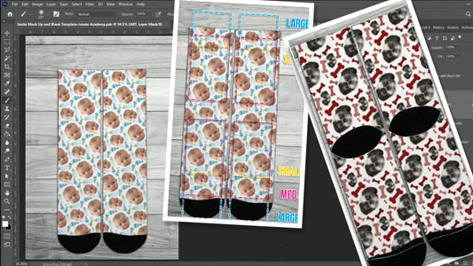 PSD-105 Socks and Photoshop Seamless Pattern Design-Course All-Over Sublimation Photoshop Template
