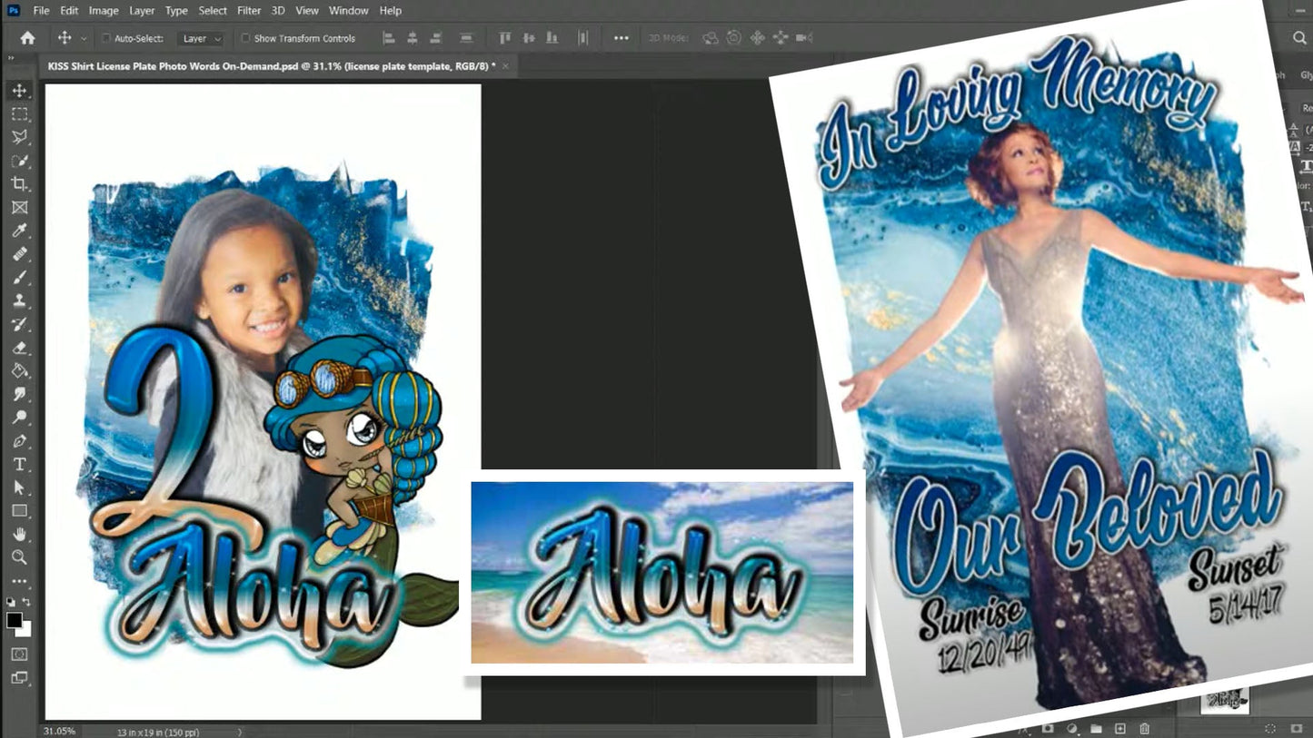 PSD-106 KISS Master Template Shirts License Plates On-Demand All- Over Sublimation Photoshop Template