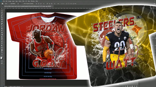 PSD-114 Elements Series-Water Splash Sports Action Football Basketball Baseball Softball All-Over Sublimation Photoshop Template
