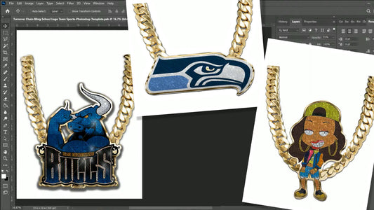 PSD-119 Turnover Chain Bling School Logo Team Sports All-Over Sublimation Photoshop Template