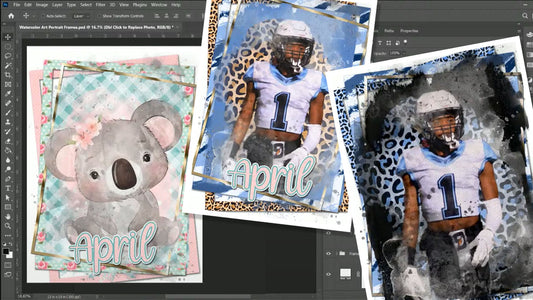 PSD-120 Watercolor Art Portrait Frames All-Over Sublimation Photoshop Template