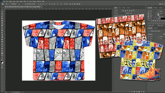 PSD-136 All-Over Sublimation Collage Photo Shirt Smart Colors Photoshop Template
