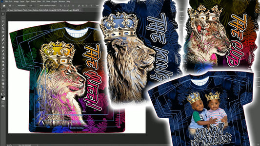 PSD-138 All-over Sublimation Lion Lioness Leo Photo Crown Custom Smart Colors Photoshop Template
