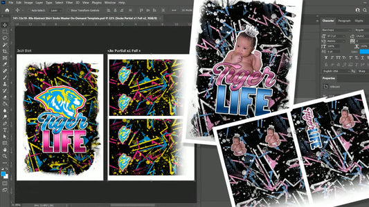 PSD-141 90s Abstract Shirt Socks Master On-Demand All-Over Sublimation Photoshop Template