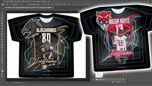 PSD-148 All-Over Jersey Sports Basketball Football Soccer Smart colors Photoshop Template