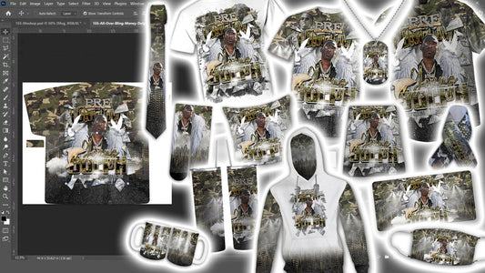 PSD-155 All-Over-Bling-Money-Dolph-Road-Clouds-Remembrance All-Over Sublimation Photoshop Template