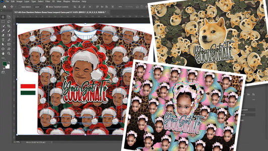 PSD-157 All-Over Random Pattern Roses Faces Leopard Camo All-Over Sublimation Photoshop Template
