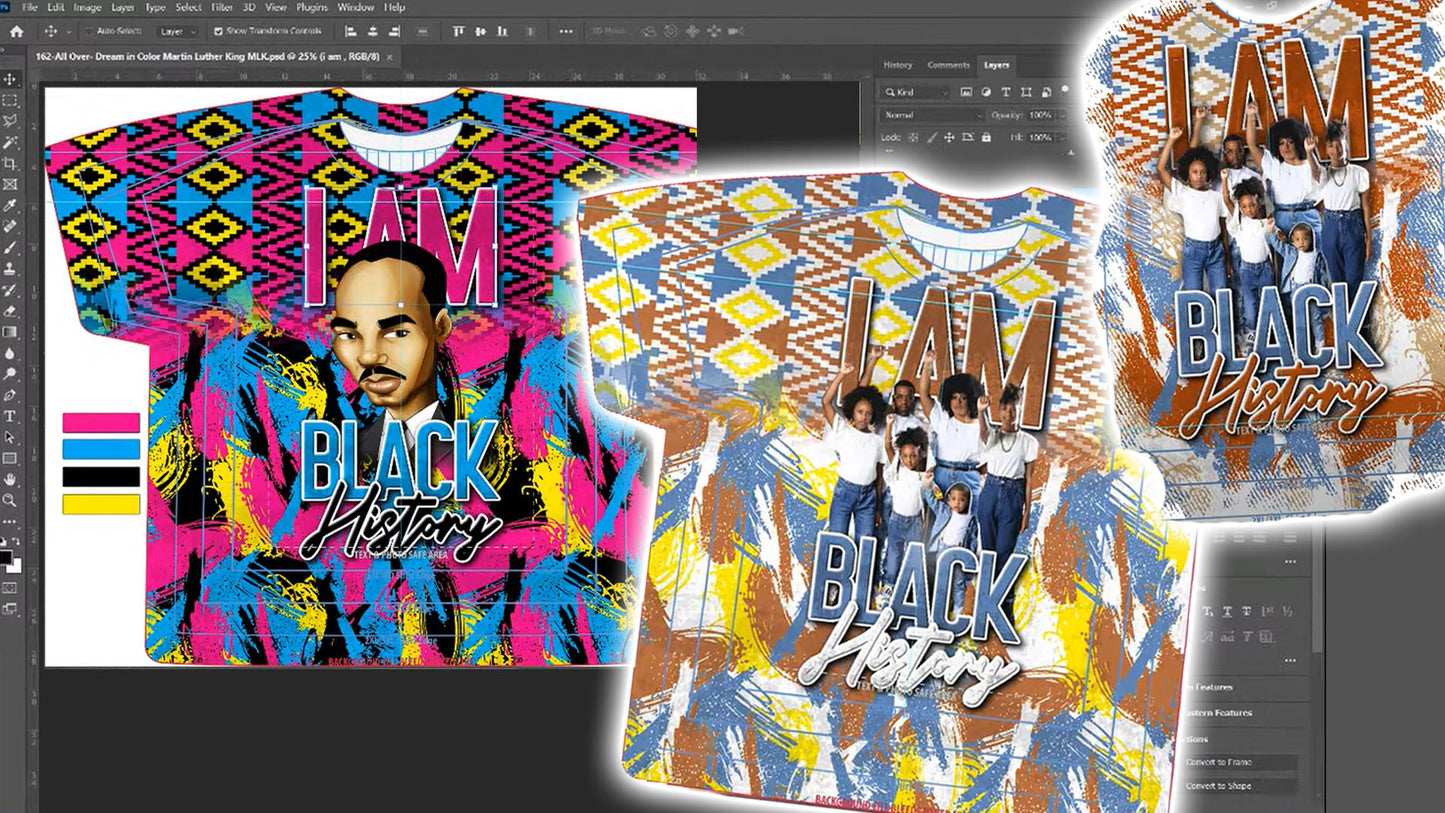 PSD-162 All Over Dream in Color Martin Luther King MLK All-Over Sublimation Photoshop Template