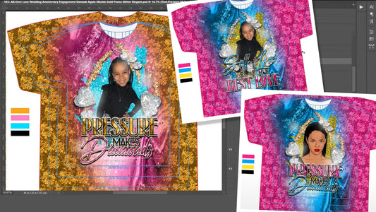 PSD-163  All-Over Love Wedding Anniversary Engagement Damask Agate Marble Gold Frame Glitter Elegant All-Over Sublimation Photoshop Template