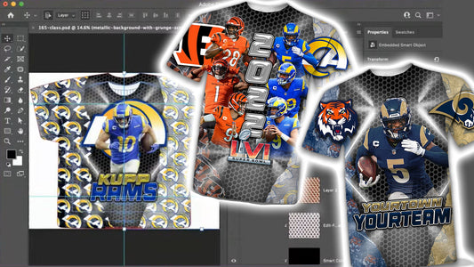 PSD-165 Sports VS Team Players Football Basketball Mascots Logos Metal Mesh-Class All-Over Sublimation Photoshop Template