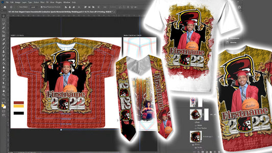PSD-167 All-Over Elegant Frame Houndstooth Graduation Sports Memorial Birthday Wedding All-Over Sublimation Photoshop Template