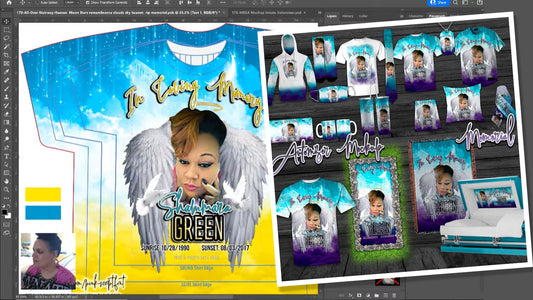 PSD-170 All-Over Stairway Heaven Moon Stars remembrance clouds sky heaven rip memorial All-Over Sublimation Photoshop Template