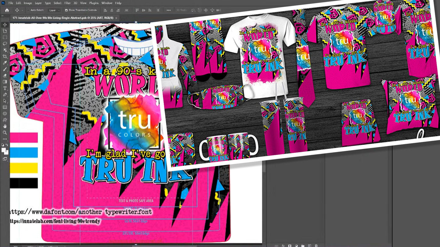 PSD-171  All-Over 90s 80s-Living-Single-Abstract All-Over Sublimation Photoshop Template