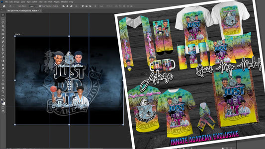 PSD-172 All-Over Just Did It-Throw Caps-Grunge Graduation All-Over Sublimation Photoshop Template