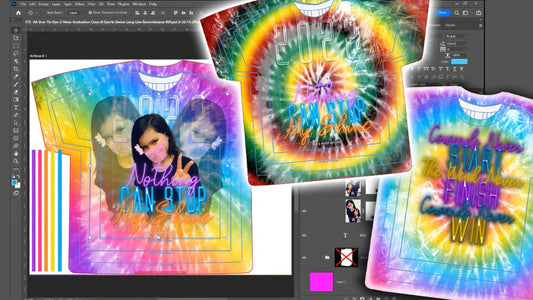 PSD-175 All-Over Tie Dye 2 Neon Graduation Class of Sports Senior Remembrance Memorial All-Over Sublimation Photoshop Template