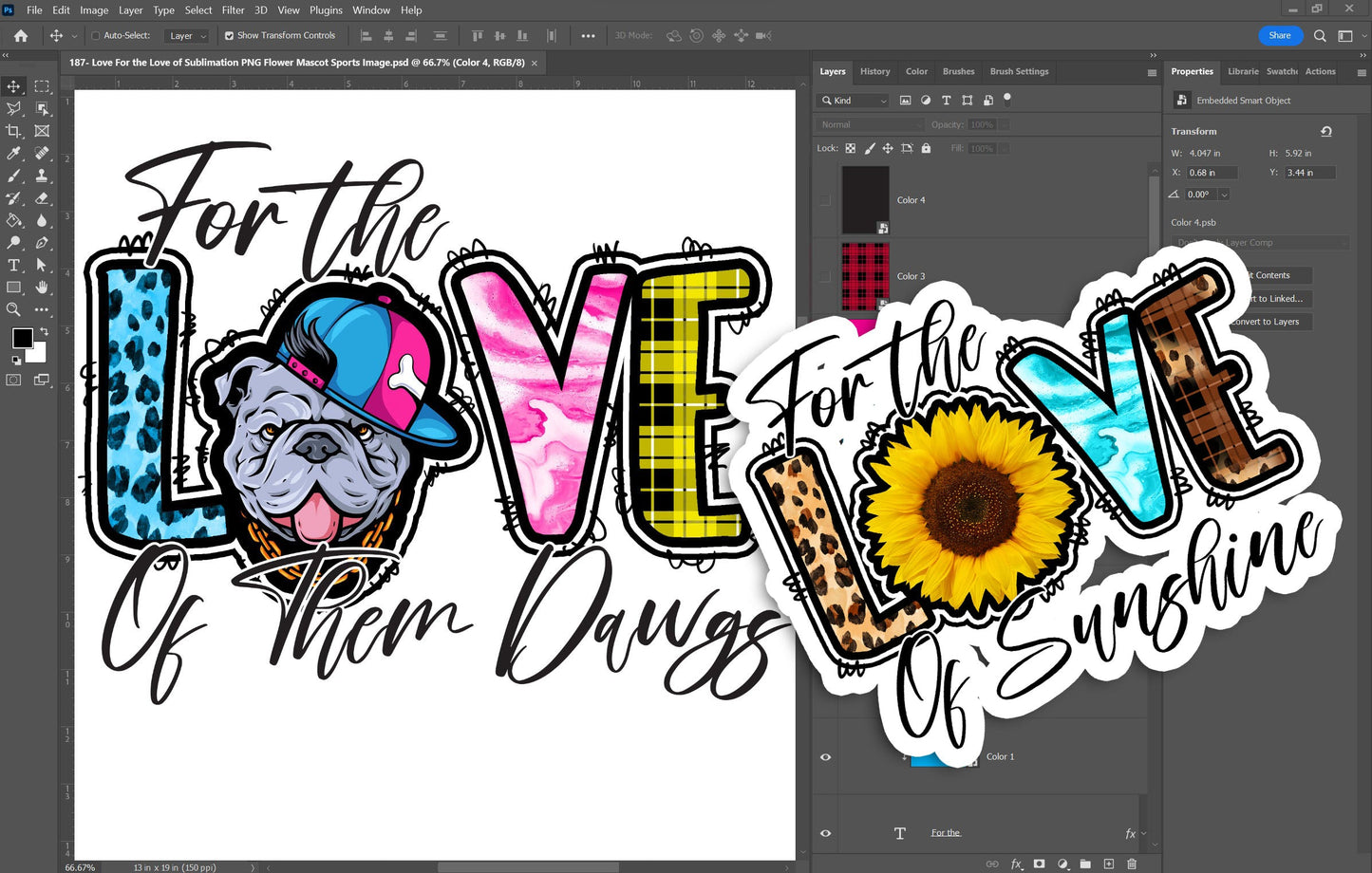 PSD-187 Love For the Love of Sublimation PNG Flower Mascot Sports Image All-Over Sublimation Photoshop Template