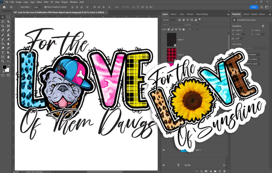 PSD-187 Love For the Love of Sublimation PNG Flower Mascot Sports Image All-Over Sublimation Photoshop Template
