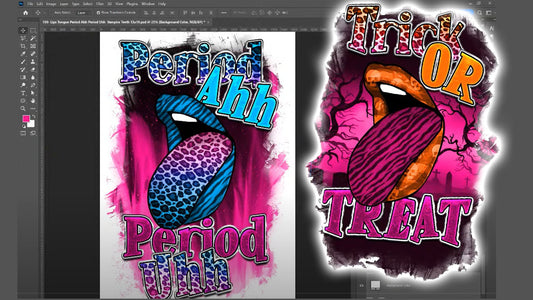 PSD-190 Lips Tongue Period Ahh Period Uhh Vampire Teeth All-Over Sublimation Photoshop Template