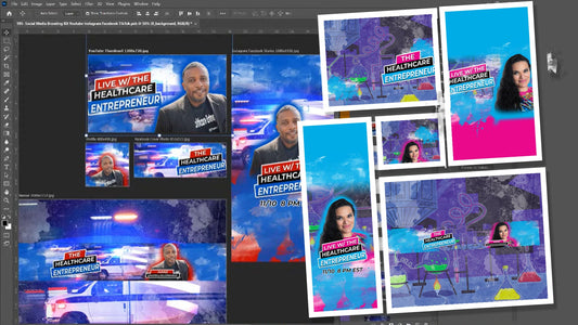 PSD-195 Social Media Branding Kit YouTube Instagram Facebook TikTok All-Over Sublimation Photoshop Template